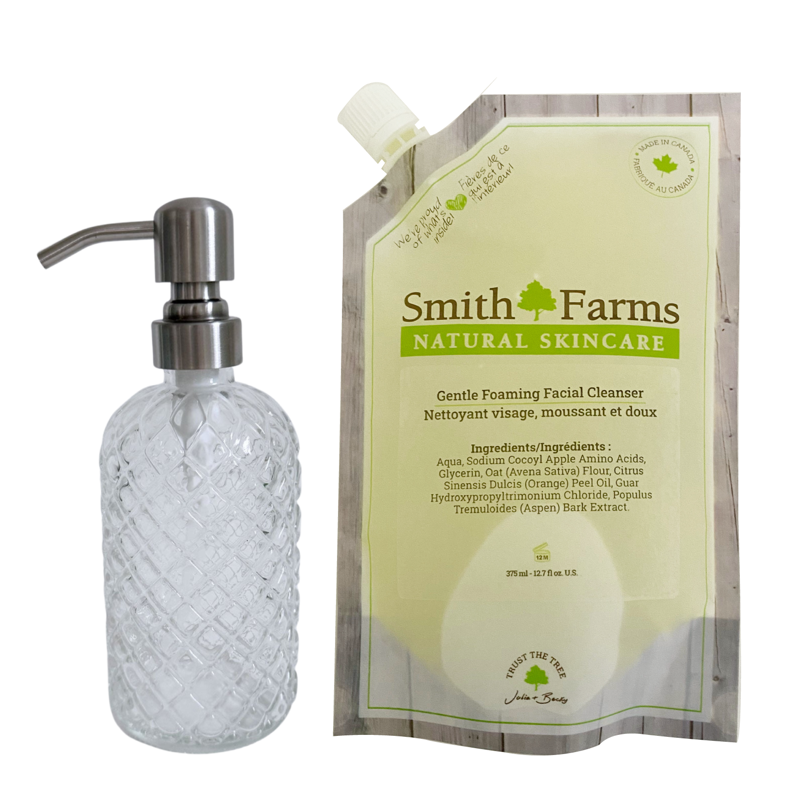 Gentle Foaming Facial Cleanser Refill Pack & Glass Bottle Set