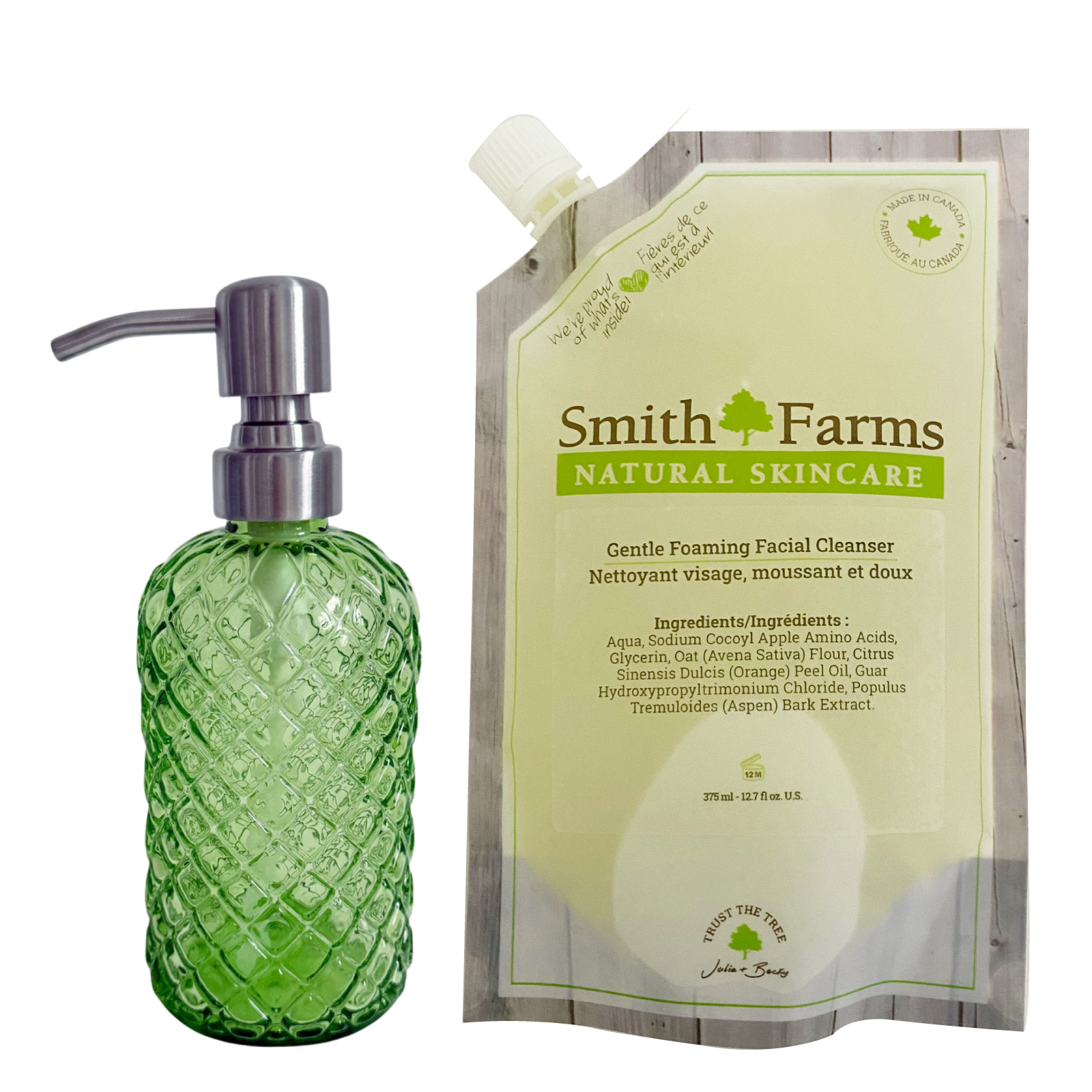 Gentle Foaming Facial Cleanser Refill Pack & Glass Bottle Set