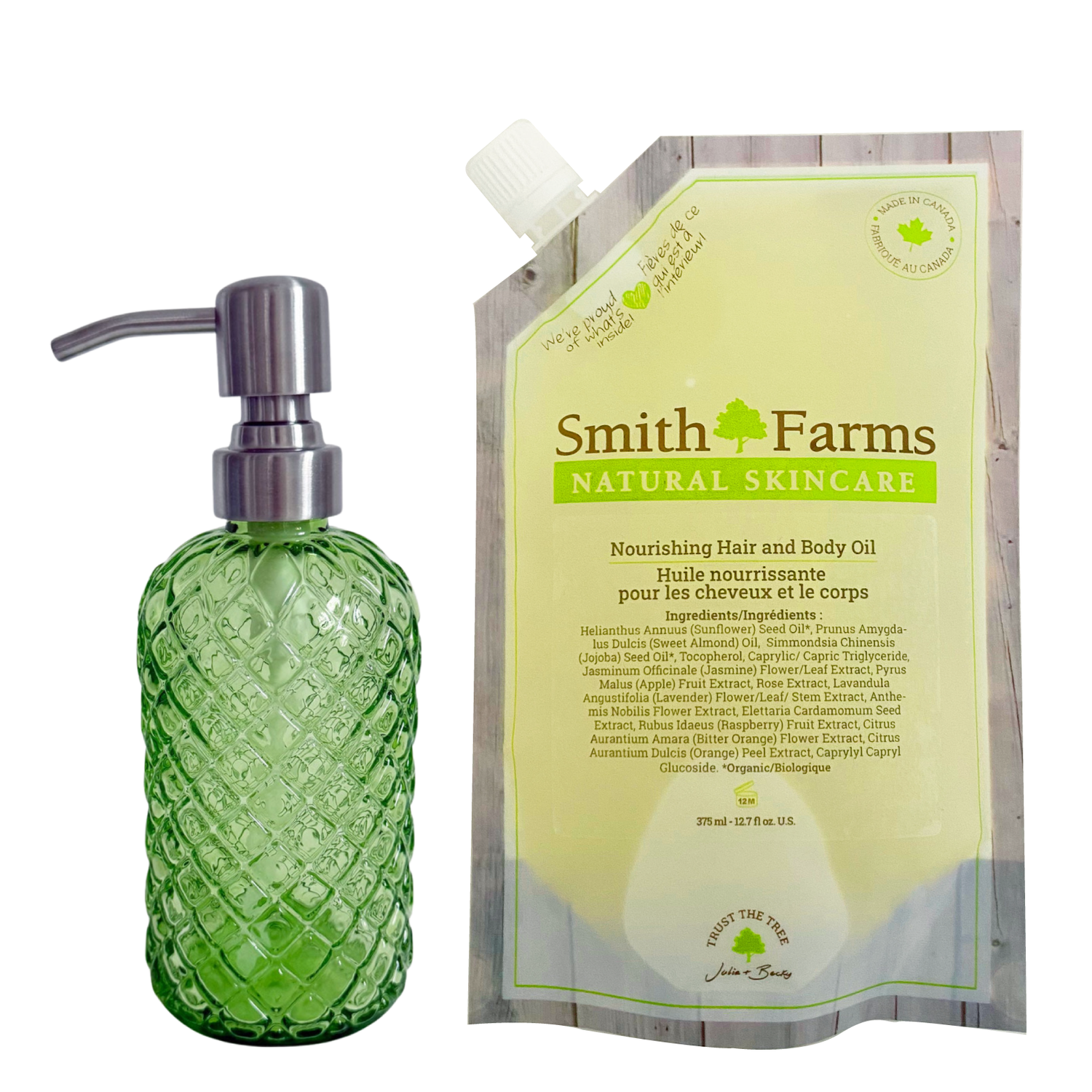 Nourishing Hair and Body Oil Refill Pack &amp; Glass Bottle Set