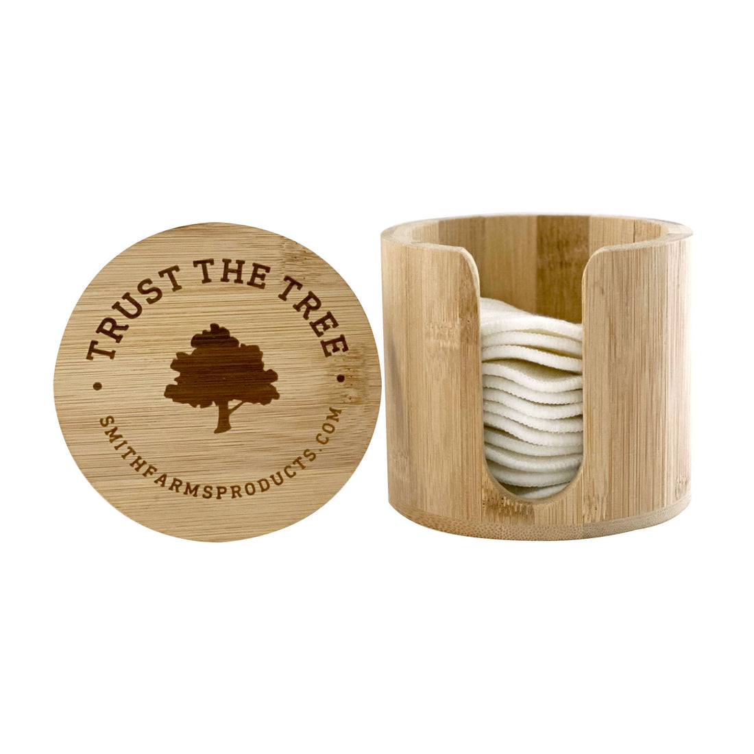 Contenant en bambou pour les coussinets pour le visage