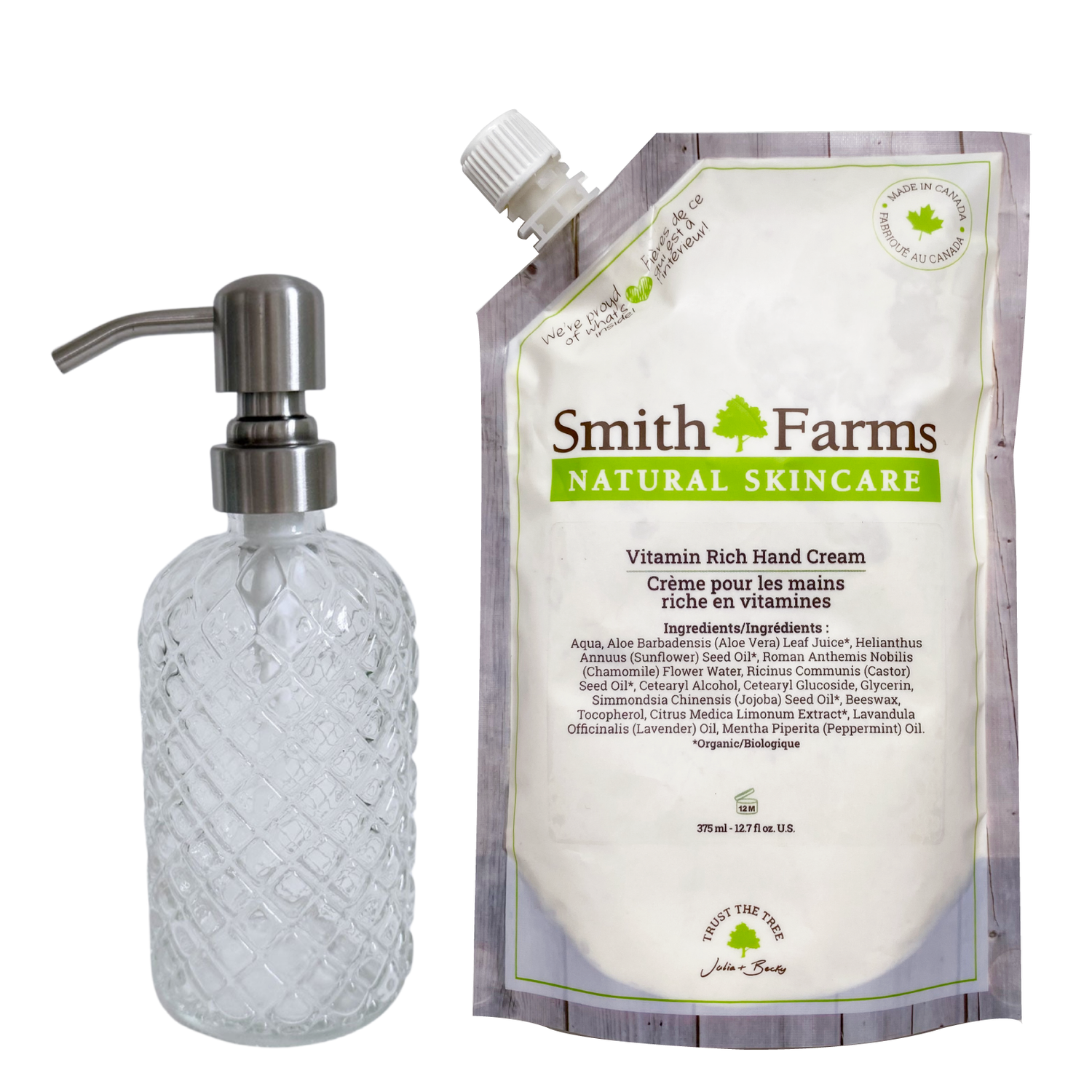 Vitamin Rich Hand Cream Refill Pack &amp; Glass Bottle Set